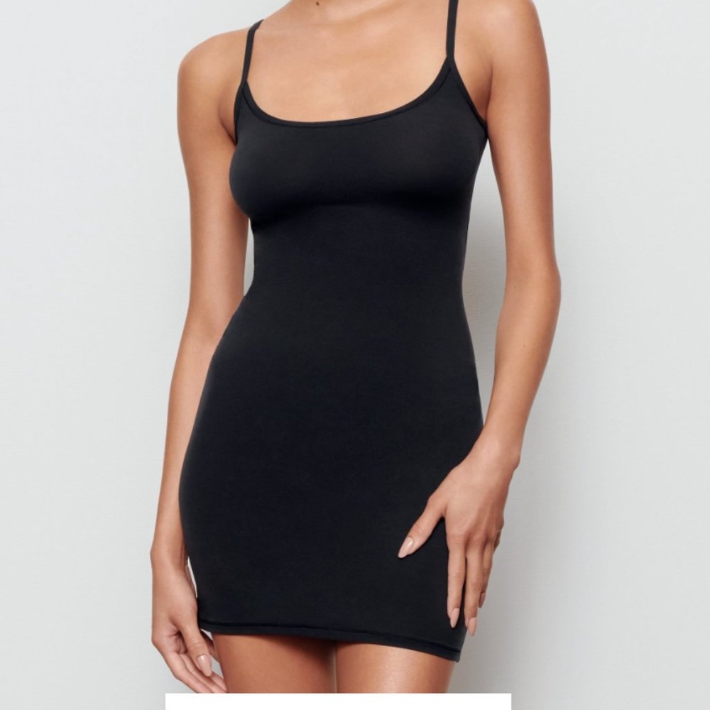 SKIMS Black Mini Slip Dress